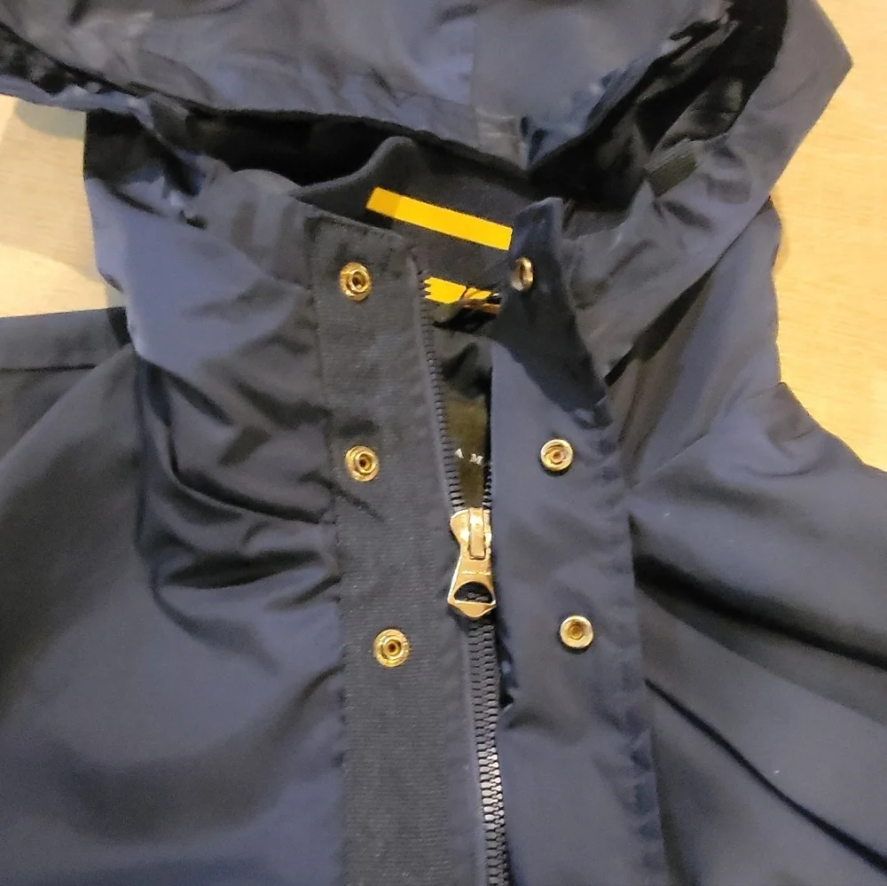 Zara Man Hooded Varsity Stripe Inside Navy Blue Bomber Jacket Size Medium - Picture 6 of 12